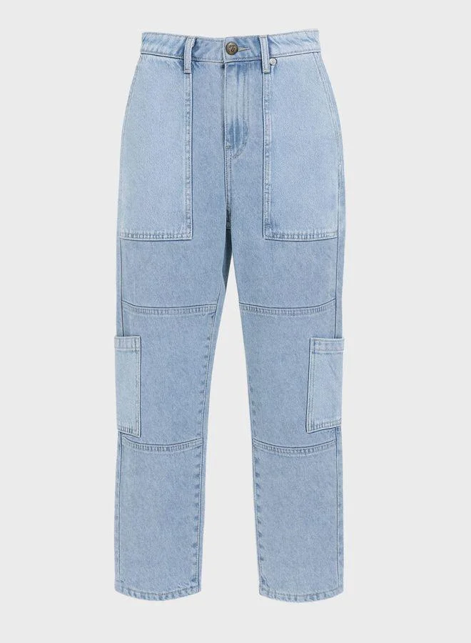 The Indian Garage Co  Men Regular Fit Solid Patch Pocket Mid-Rise Jeans for Men | Best Price UAE